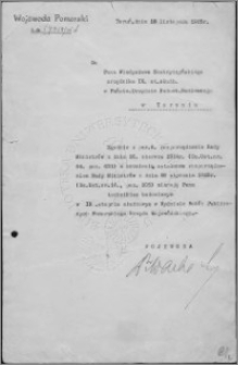 Wojewoda Pomorski : Do Pana Władysława Szubryczyńskiego urzędnika IX. st. służb. w Państw. Urzędzie Budown. Naziemnego w Toruniu [list]