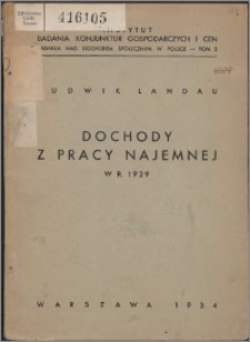 Dochody z pracy najemnej w r. 1929