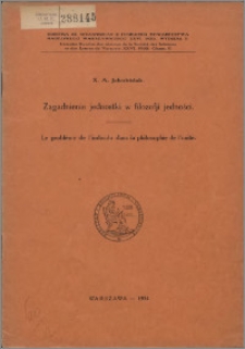 Zagadnienie jednostki w filozofii jedności