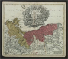 Ducatus Pomeraniae novissima tabula in anterio cum interiorem divisa quatenus subsunt Cornis Sueciae et Borussiae