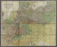 Post- & Reise-Karte von Deutschland und den nachbar Staaten bis Kopenhagen, Dover, Paris, Lyon, Turin, Ferrara, Ofen, Debrecin, Lublin, Grodno, Tauroggen / Nach den neuesten u. besten Quellen entworfen, bearbeitet und gezeichnet von F. Handtke