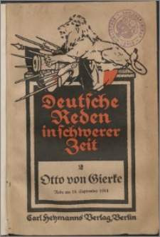 Krieg und Kultur : Rede am 18. September 1914