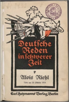1813-Fichte-1914 : Rede am 23. Oktober 1914