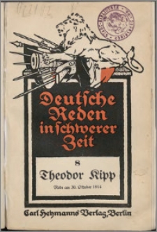 Von der Macht des Rechts : Rede am 30. Oktober 1914