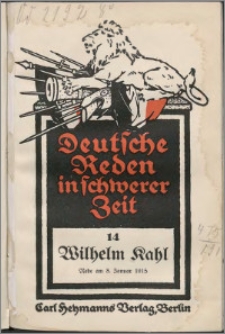 Pessimismus und Optimismus im Kriege : Rede am 8. Januar 1915