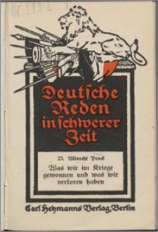 Was wir im Kriege gewonnen und was wir verloren haben : Rede am 30. April 1915
