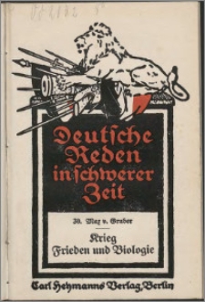 Krieg, Frieden und Biologie : Rede am 28. Mai 1915