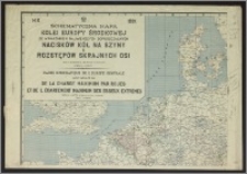 Schematyczna mapa kolei Europy Środkowej ze wskazaniem największych dopuszczalnych nacisków kół na szyny i rozstępów skrajnych osi = Carte schématique de L'Europe Centrale avec iIndication de la charge maximum par roues et de l'écartement maximum des essieux extrêmes