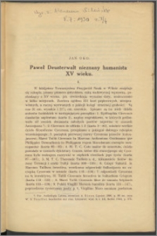 Paweł Deusterwalt nieznany humanista XV wieku