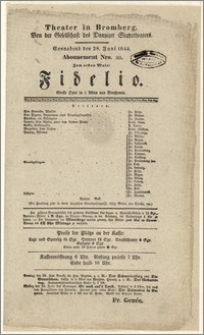 [Afisz:] Fidelio. Große Oper in 2 Akten von Beethoven