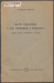 Piotr Ciekliński i Jan Ostróg z Komarna : cztery uwagi o "Potrójnym z Plauta"