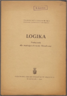 Logika. Podręcznik dla studiujących nauki filozoficzne. Korekta II
