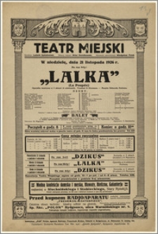 [Afisz:] Lalka (La Poupée). Operetka komiczna w 3 aktach (4 odsłonach)