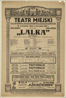 [Afisz:] Lalka (La Poupée). Operetka komiczna w 3 aktach (4 odsłonach)