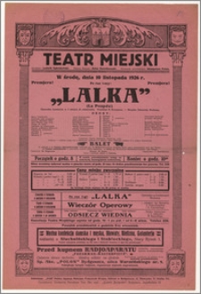 [Afisz:] Lalka (La Poupée). Operetka komiczna w 3 aktach (4 odsłonach)