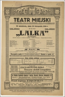 [Afisz:] Lalka (La Poupée). Operetka komiczna w 3 aktach (4 odsłonach)