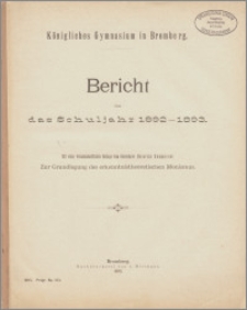 Bericht über das Schuljahr 1892 - 1893