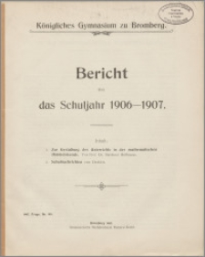 Bericht über das Schuljahr 1906-1907