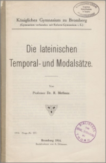 Die lateinischen Temporal- und Modalsätze