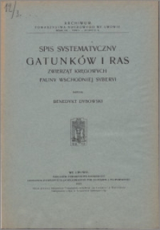 Spis systematyczny gatunków i ras zwierząt kręgowych fauny wschodniej Syberii