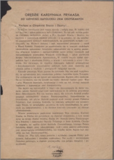 Orędzie kardynała prymasa do ludności katolickiej Ziem Odzyskanych