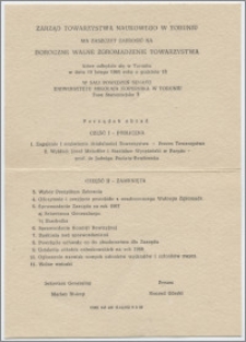 [Zaproszenie. Incipit] Zarząd Towarzystwa Naukowego w Toruniu ma zaszczyt zaprosić na Doroczne Walne Zgromadzenie Towarzystwa ... 19 lutego 1968 roku