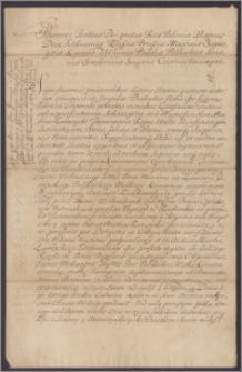 Jan III król polski transumuje i zatwierdza rozporządzenie opiekunów testamentu podskarbiego Marcina Zamoyskiego [z Zamościa 14 VII 1691]