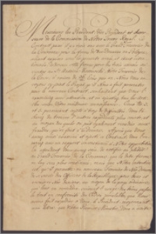 August III król polski nakazuje Komisji Skarbu Królewskiego przedyskutować projekt kontraktu dzierżawy ceł królewskich przysłany przez ubiegającego się o nią Antoniego Kossowskiego, podskarbiego nadwornego koronnego