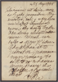 Stanisław August Poniatowski król polski zleca referendarzowi [Stanisławowi Małachowskiemu] spowodować, by w sprawie książąt Sapiehów [dot. sumy 45 000 zł] obie strony były zadowolone