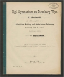 Kgl. Gymnasium zu Strasburg Wpr. V. Jahresbericht