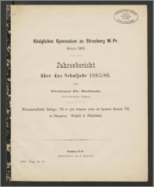 Königliches Gymnasium zu Strasburg W.-Pr. Jahresbericht über das Schuljahr 1885/86