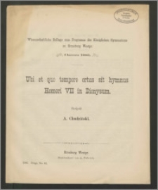 Ubi et quo tempore ortus sit hymnus Homeri VII in Dionysum