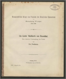 Die Lieder Neidharts von Reuenthal. Eine kritische Untersuchung des Textes
