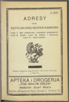 Adresy miast Sępolna, Więcborka i Kamienia