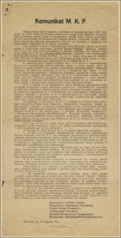 [Obwieszczenie] : [Inc.:] Komunikat M. K. P.