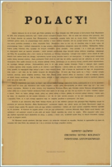 Polacy! [Inc.:] Upłynie niebawem sto lat od chwili, gdy Polska pamiętnej nocy 29-go listopada roku 1830 porwała za broń przeciw Rosji [...]