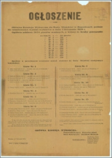 Ogłoszenie : Brzeziny, d. 5 listopada 1929 r.