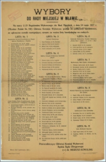 [Ogłoszenie] : [Inc.:] Wybory do Rady Miejskiej w Mławie. Mława, dnia 9 października 1928 r.