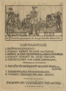 [Ulotka] : Abschieds-Feier der VI. Ausbildungskompanie des Jaeger Bataillon Bahrenfeld