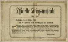 Officielle Kriegsnachricht No. 187.