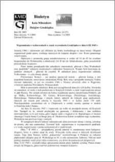 Biuletyn Koła Miłośników Dziejów Grudziądza 2005, Rok 3, nr 14(53) : Wspomnienia o wydarzeniach w czasie wyzwalania Grudziądza w dniu 6 III 1945 r.