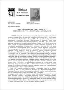 Biuletyn Koła Miłośników Dziejów Grudziądza 2005, Rok 3, nr 23(62) : Jan A. Grabowski (1882-1950) – pisarz dla dzieci, krajoznawca i jego związki z Grudziądzem
