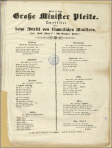 Grosse Minister Pleite. : Quodlibet gesungen beim Abtritt von sämtlichen Ministern