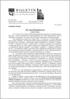 Biuletyn Koła Miłośników Dziejów Grudziądza 2010, Rok VIII, nr 15(244): Inż. Józef Handzelewicz (1880-1963)