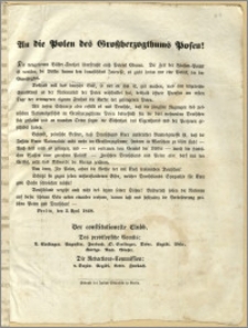 An die Polen des Grossherzogthums Posen!