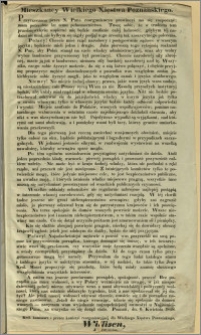 Mieszkańcy Wielkiego Xięstwa Poznańskiego. [Inc.:] Przyrzeczona przez N. Pana reorganizacya prowincyi ma się rozpocząć ; mam potrzebne ku temu pełnomocnictwo. [...]