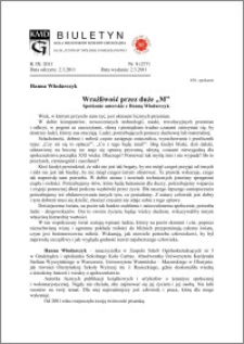 BiBiuletyn Koła Miłośników Dziejów Grudziądza 2011, Rok IX, nr 8(277): Wrażliwość przez duże „M” Spotkanie autorskie z Hanną Włodarczyk