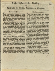 Ausserordentliche Beilage zum Amtsblatte der Königl. Regierung zu Bromberg. Bekanntmachung