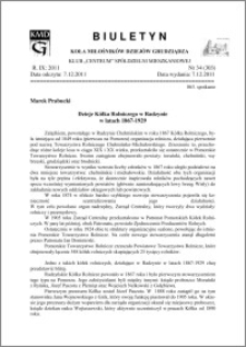 Biuletyn Koła Miłośników Dziejów Grudziądza 2011, Rok IX, nr 34(303): Dzieje Kółka Rolniczego w Radzyniew latach 1867-1929