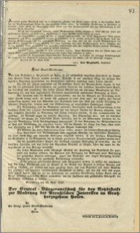[Obwieszczenie. Incipit] Zu meiner grossen Betrübnis habe ich in Erfahrung gebracht dass Feinde unserer Kirche in den deutschen Kreisen des Grossherzogthum Posen sich alle erdentliche Muhe geben [...]. Posen den 21. April 1848